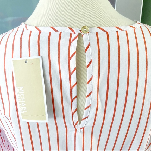 NWT MICHAEL Michael Kors Striped Bell Sleeve Top - Picture 6 of 12